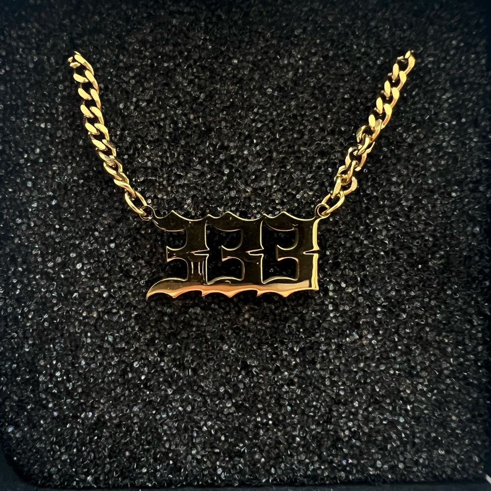 Brand new gold plated 333 angel number necklace from Etsy